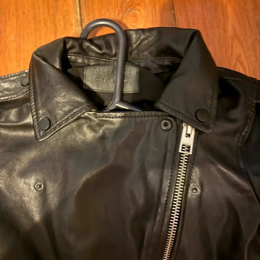 Allsaints BALFERN LEATHER BIKER JACKET size US 6 - Picture 4 of 5